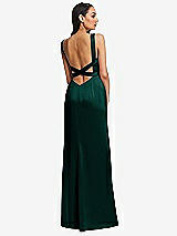 Rear View Thumbnail - Evergreen Framed Bodice Criss Criss Open Back A-Line Maxi Dress