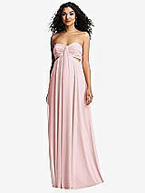 Alt View 2 Thumbnail - Ballet Pink Strapless Empire Waist Cutout Maxi Dress with Covered Button Detail