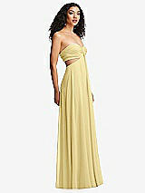 Alt View 3 Thumbnail - Pale Yellow Strapless Empire Waist Cutout Maxi Dress with Covered Button Detail
