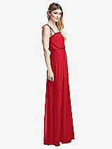 Side View Thumbnail - Parisian Red Skinny Tie-Shoulder Ruffle-Trimmed Blouson Maxi Dress