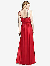 Rear View Thumbnail - Parisian Red Skinny Tie-Shoulder Ruffle-Trimmed Blouson Maxi Dress