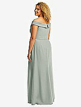 Alt View 3 Thumbnail - Willow Green Cuffed Off-the-Shoulder Pleated Faux Wrap Maxi Dress