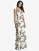Side View Thumbnail - Palm Beach Print Tiered Ruffle Plunge Neck Open-Back Maxi Dress with Deep Ruffle Skirt