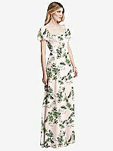 Side View Thumbnail - Palm Beach Print Regency Empire Waist Puff Sleeve Chiffon Maxi Dress