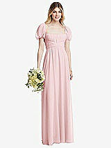 Alt View 1 Thumbnail - Ballet Pink Regency Empire Waist Puff Sleeve Chiffon Maxi Dress