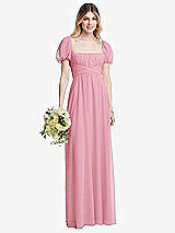 Alt View 1 Thumbnail - Peony Pink Regency Empire Waist Puff Sleeve Chiffon Maxi Dress