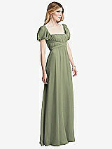 Side View Thumbnail - Sage Regency Empire Waist Puff Sleeve Chiffon Maxi Dress