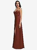 Side View Thumbnail - Auburn Moon Adjustable Strap Faux Wrap Maxi Dress with Covered Button Details