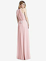 Rear View Thumbnail - Ballet Pink Illusion Back Halter Maxi Dress with Covered Button Detail