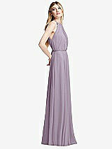 Side View Thumbnail - Lilac Haze Illusion Back Halter Maxi Dress with Covered Button Detail