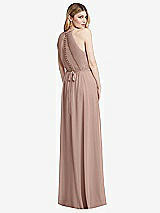 Rear View Thumbnail - Neu Nude Illusion Back Halter Maxi Dress with Covered Button Detail
