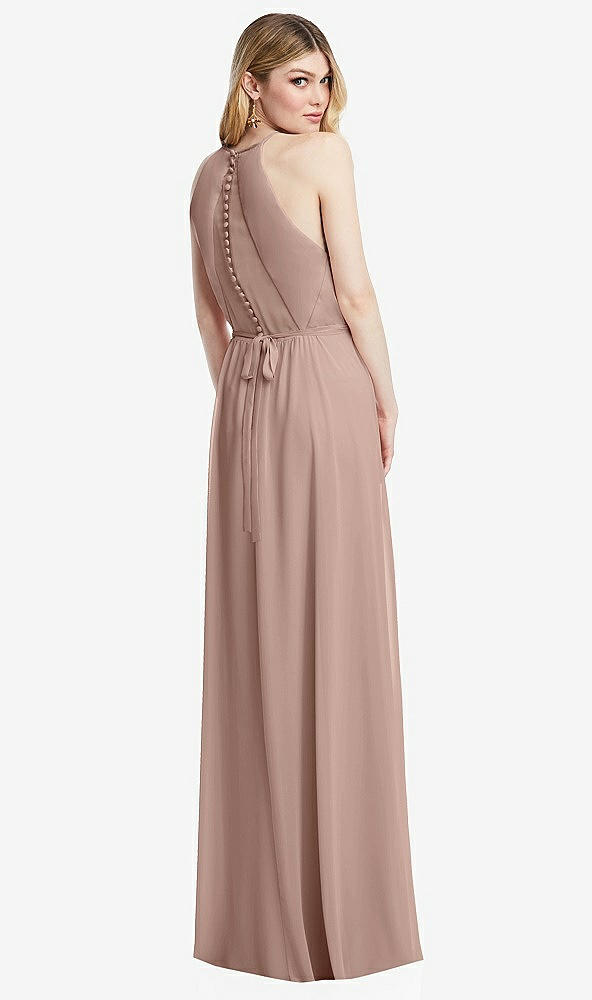 Back View - Neu Nude Illusion Back Halter Maxi Dress with Covered Button Detail