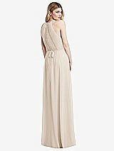Rear View Thumbnail - Oat Illusion Back Halter Maxi Dress with Covered Button Detail