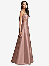 Side View Thumbnail - Neu Nude Open Neckline Cutout Satin Twill A-Line Gown with Pockets