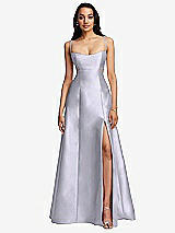 Front View Thumbnail - Silver Dove Open Neckline Cutout Satin Twill A-Line Gown with Pockets