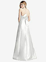 Front View Thumbnail - White Strapless A-line Satin Gown with Modern Bow Detail