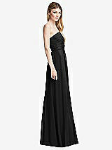 Side View Thumbnail - Black Shirred Bodice Strapless Chiffon Maxi Dress with Optional Straps