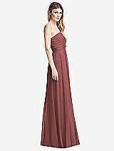 Side View Thumbnail - English Rose Shirred Bodice Strapless Chiffon Maxi Dress with Optional Straps