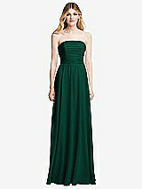 Front View Thumbnail - Hunter Green Shirred Bodice Strapless Chiffon Maxi Dress with Optional Straps