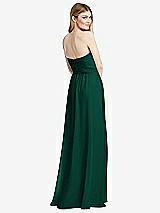 Rear View Thumbnail - Hunter Green Shirred Bodice Strapless Chiffon Maxi Dress with Optional Straps