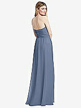 Rear View Thumbnail - Larkspur Blue Shirred Bodice Strapless Chiffon Maxi Dress with Optional Straps