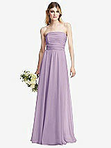 Alt View 1 Thumbnail - Pale Purple Shirred Bodice Strapless Chiffon Maxi Dress with Optional Straps