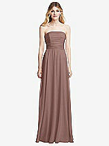 Front View Thumbnail - Sienna Shirred Bodice Strapless Chiffon Maxi Dress with Optional Straps