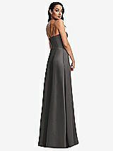 Rear View Thumbnail - Caviar Gray Bustier A-Line Maxi Dress with Adjustable Spaghetti Straps