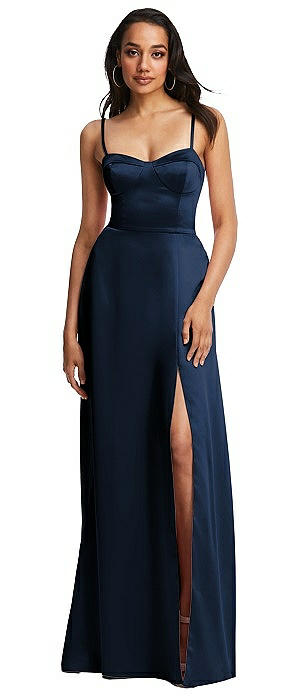 Bustier A-Line Maxi Dress with Adjustable Spaghetti Straps