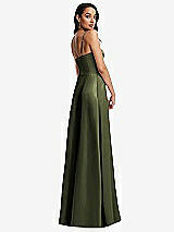 Rear View Thumbnail - Olive Green Bustier A-Line Maxi Dress with Adjustable Spaghetti Straps