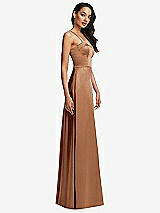 Side View Thumbnail - Toffee Bustier A-Line Maxi Dress with Adjustable Spaghetti Straps