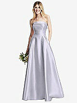Alt View 1 Thumbnail - Silver Dove Strapless Bias Cuff Bodice Satin Gown with Pockets