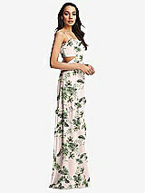Side View Thumbnail - Palm Beach Print Ruffle-Trimmed Cutout Tie-Back Maxi Dress with Tiered Skirt