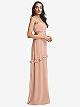 Side View Thumbnail - Pale Peach Ruffle-Trimmed Cutout Tie-Back Maxi Dress with Tiered Skirt
