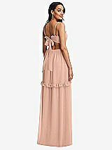 Rear View Thumbnail - Pale Peach Ruffle-Trimmed Cutout Tie-Back Maxi Dress with Tiered Skirt