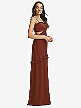 Side View Thumbnail - Auburn Moon Ruffle-Trimmed Cutout Tie-Back Maxi Dress with Tiered Skirt
