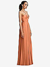 Side View Thumbnail - Sweet Melon Plunging V-Neck Criss Cross Strap Back Maxi Dress