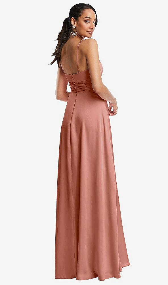 Back View - Desert Rose Triangle Cutout Bodice Maxi Dress with Adjustable Straps