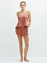 Front View Thumbnail - Desert Rose Whisper Satin Lounge Shorts with Pockets