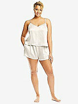 Alt View 1 Thumbnail - Ivory Whisper Satin Lounge Shorts with Pockets
