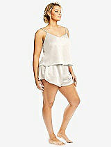 Side View Thumbnail - Ivory Whisper Satin Lounge Shorts with Pockets