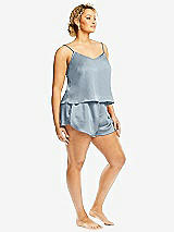 Side View Thumbnail - Mist Whisper Satin Lounge Shorts with Pockets