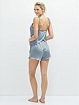 Rear View Thumbnail - Mist Whisper Satin Lounge Shorts with Pockets