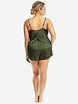 Alt View 2 Thumbnail - Olive Green Whisper Satin Lounge Shorts with Pockets