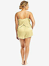 Alt View 2 Thumbnail - Pale Yellow Whisper Satin Lounge Shorts with Pockets