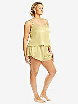 Side View Thumbnail - Pale Yellow Whisper Satin Lounge Shorts with Pockets
