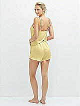 Rear View Thumbnail - Pale Yellow Whisper Satin Lounge Shorts with Pockets
