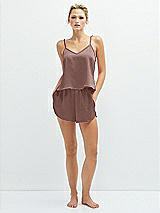 Front View Thumbnail - Sienna Whisper Satin Lounge Shorts with Pockets