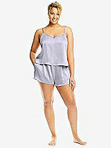 Alt View 1 Thumbnail - Silver Dove Whisper Satin Lounge Shorts with Pockets