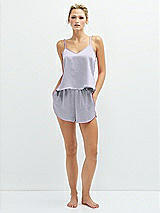 Front View Thumbnail - Silver Dove Whisper Satin Lounge Shorts with Pockets